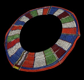 Vintage African Maasai Kenya Collar Necklace /w Colorful Beads