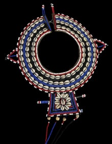 Vintage African Maasai Kenya Collar Wedding Necklace /w Colorful Beads & Cowrie Shells