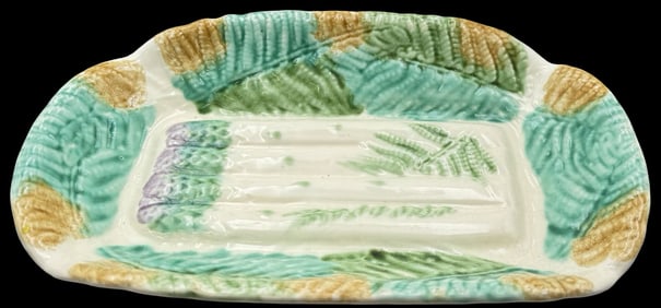 Antique ca. 1880 SALINS France Majolica Asparagus Platter