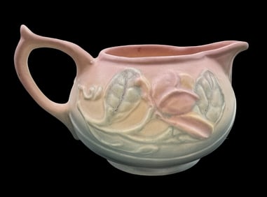 Vintage HULL Art Pottery Pink & Green Floral Design Creamer