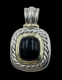 Vintage DAVID YURMAN Sterling Silver, 14K Yellow Gold & Black Onyx Designer Pendant