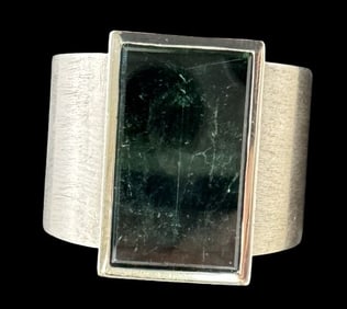 One-of-a-Kind AOM Studios Germany Sterling Silver & 10ct Green Tourmaline Men's Ring