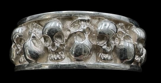 One-of-a-Kind AOM Studios Germany Sterling Silver Skull Men's Ring