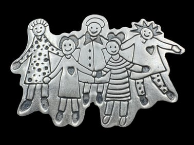 Vintage EFS Mexico Sterling Silver Playing Children Designer Brooch