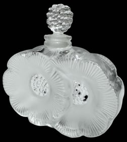 Vintage LALIQUE France Double Daisy Crystal Perfume Bottle
