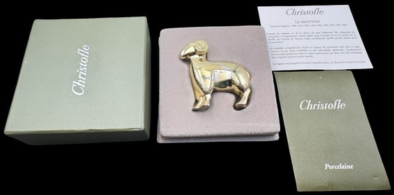 Vintage CHRISTOFLE France Goldplated Chinese Year of the Sheep Figurine