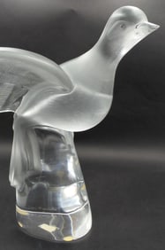 Large Vintage LALIQUE France Crystal Flying Dove Bird Sculpture