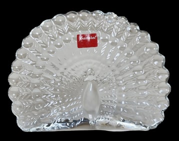 Vintage BACCARAT France Crystal Peacock Paperweight