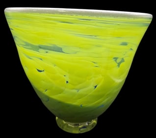 Vintage Mouthblown WHITNEY EMANUEL Green Art Glass Designer Vase