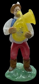 Vintage Mouthblown Bohemian Czech Art Glass Musician Tuba Player Figurine