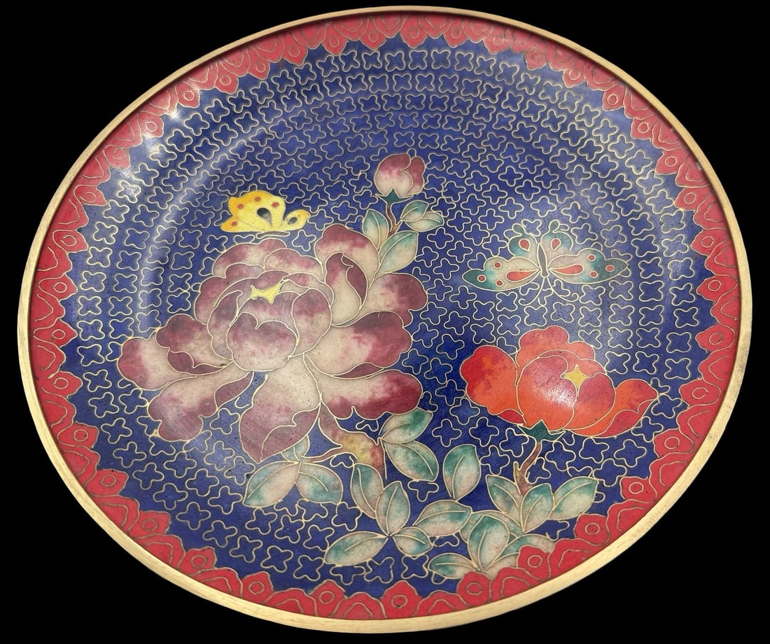 Beautiful Vintage Chinese Cloisonne Enamel Floral Bowl (1 of 3)