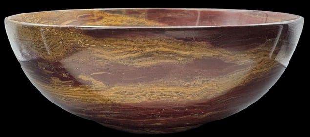 Unusual Vintage Hand Carved Brown Agate Bowl