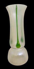 Antique Art Nouveau Green & Clear Iridescent Art Glass Vase