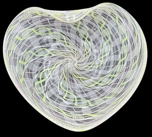 Stunning Vintage Murano Zanfirico Art Glass Heart Shaped Bowl