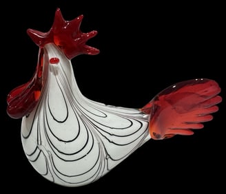 Vintage Mouthblown Art Glass Rooster