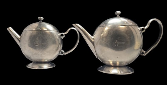 Rare Vintage HACKER Sydney "Chevron" Silverplate Tea and Coffee Pot Set