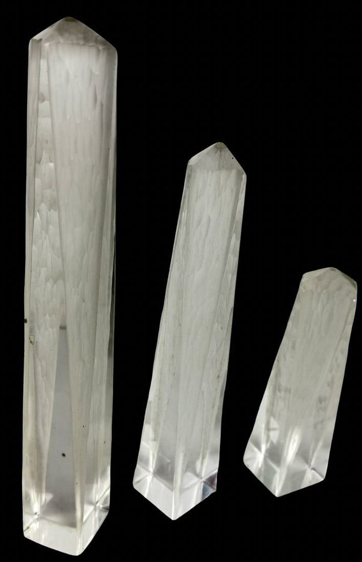 Decorative Set of 3 Vintage Mid-Century Lucite Obelisk Sculptures - Signed (1 of 5)