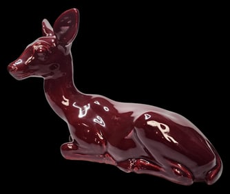 Rare Art Deco SANTIAGO RODRIGUEZ BONOME (1901-1995) France Red Ceramic Doe Figurine
