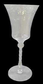 Vintage Handmade Clear Cut Crystal Stemmed Wine Glass