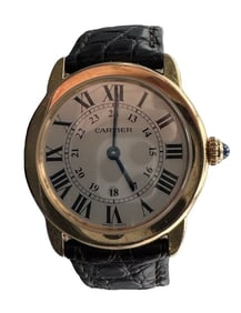 CARTIER 18K Gold "Ronde Solo" Women's Wristwatch /w Alligator Strap - Ref. CRW6701007 /w Box &