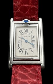 CARTIER 2405 Tank Basculante Ladies Watch /w 7 Extra Straps & Documentation/Box