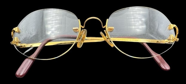 Stylish Vintage CARTIER France Gold Frame Women's Luxury Eyeglasses #1524660