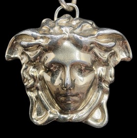 Vintage VERSACE Italy Stainless Steel Medusa Head Keychain