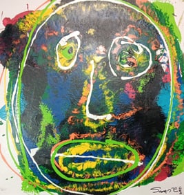 Original Vintage SCOTT JEFFRIES "Central Head" Acrylic Painting