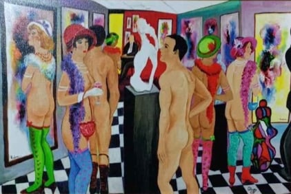 H. G. RINDOM (20th Century) "Exposed to Art" Nudes Color Giclee on Canvas