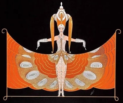 Vintage 1980/90s ERTE "Hindu Princess" Signed Ltd. Ed. Lithograph: "The Hindu Princess" is an expertly crafted hand-signed serigraph on paper, which was originally created by Erte as a gouache for a theatrical production in 1918. From a limited edition of only 300 pi