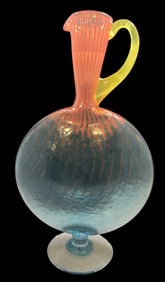Vintage KJELL ENGMAN for KOSTA BODA Multicolor "Bon Bon Ewer" Bottle Shaped Art Glass Vase