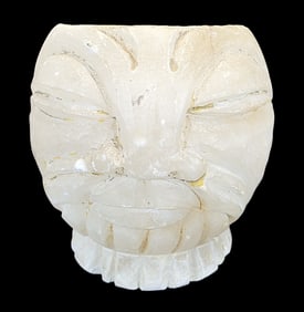 Rare Vintage French Handcarved Alabaster Mortar in Tribal Head Shape
