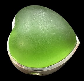 Vintage AOM Studios Germany Sterling Silver & Murano Glass Heart Pendant