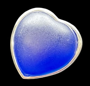 Vintage AOM Studios Germany Sterling Silver & Murano Glass Heart Ring