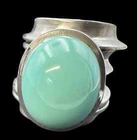 Massive Vintage AOM Studios Germany Sterling Silver & Turquoise Ring