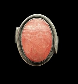 Beautiful Vintage Mid-Century Modern Sterling Silver & Rhodochrosit Ring