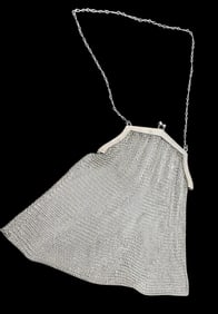Gorgeous Vintage Art Deco RHM Sterling Silver Mesh Evening Bag