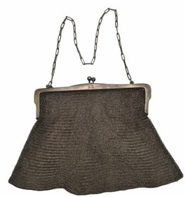 Antique European Solid 800 Silver Mesh Purse