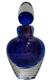 Stylish Vintage Purple/Blue Art Glass Perfume Bottle /w Stopper