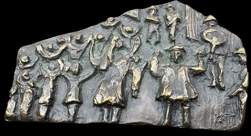 Vintage KENNETH TREISTER Auschwitz Nov. 1969 343/500 Jewish Judaica Cast Brass Sculpture