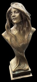 Antique 1900s Art Nouveau FRANZ GRUBER Austria Cast Metal Cabinet Woman's Bust