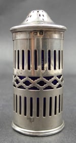 Antique Sterling Silver & Cobalt Glass Condiment Shaker