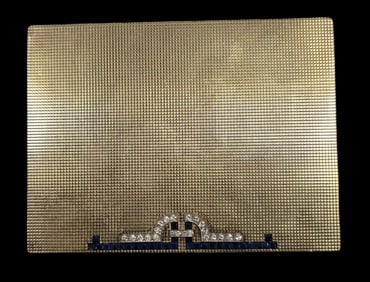 Vintage Art Deco BULGARI 18K Gold, 935 Silver, Sapphire & Diamond Vanity Case