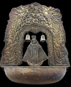 Rare 18th Century Spanish Colonial Sterling Silver Madonna Charity/Alms Bowl