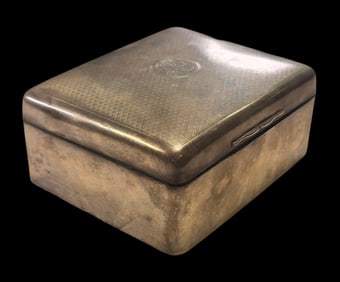 Antique European Silver & Wood Cigarette Box