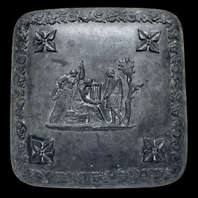 Antique WEDGWOOD Black Basalt Jasperware Square Lidded Trinket / Jewelry Box