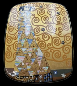 Vintage Hand Painted Russian GUSTAV KLIMT Inspired Lacquer Trinket Box - Signed