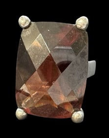 Vintage Sterling Silver /w Brown Smoky Quartz Ring