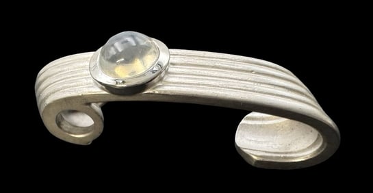 Vintage AOM Studios Germany Sterling Silver & Moonstone Slider Pendant