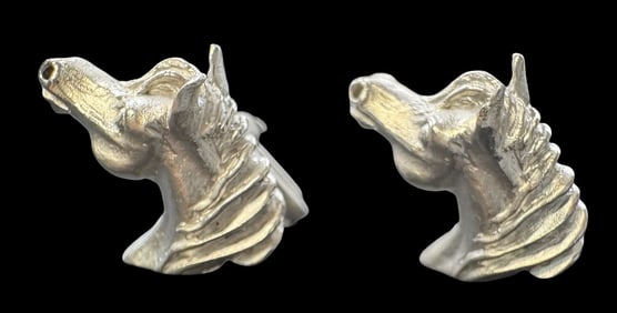 Unusual Vintage Sterling Silver Horse Head Cufflinks